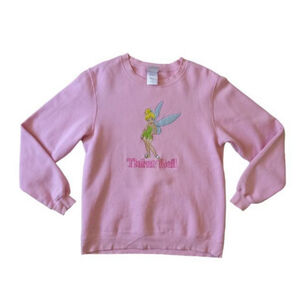 Disney Store Vintage 1990s Pink Tinker Bell Crew Neck Sweatshirt Women's Small